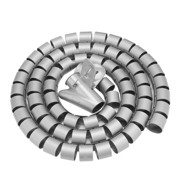 Flexible Spiral Tube Cable Organizer Wire Wrap Cord Protector Wire Storage Silver 1.5m * 28mm
