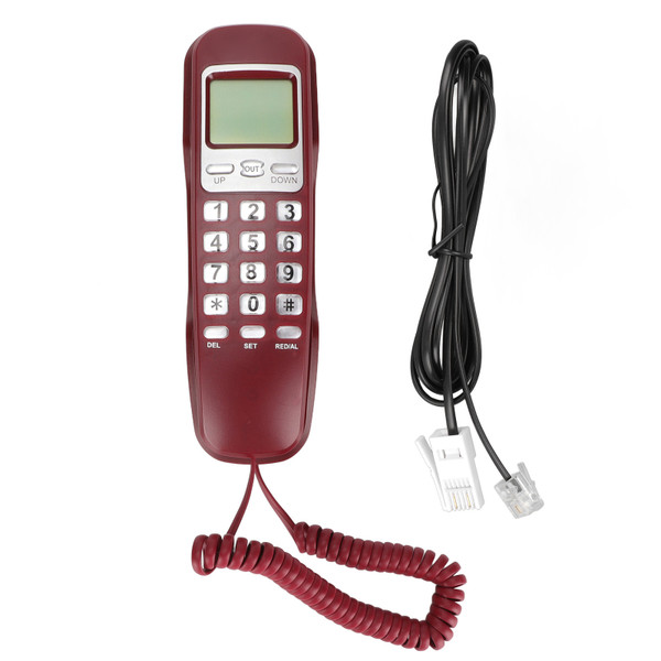 KXT333CID Corded Wall Phone Multifunction Retro Wall Mountable Telephone with LCD Display for Hotel Home Office(Red )
