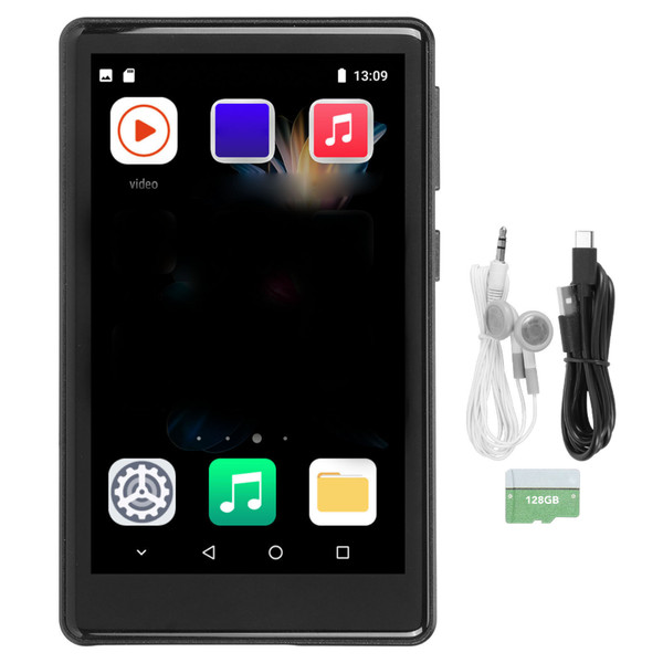 Bluetooth MP3 Player 4.0inch Touch Screen Smart HD Noise Canceling Lossless Sound WIFI 2GB RAM 16GB ROM Music Player Black 16+128GB