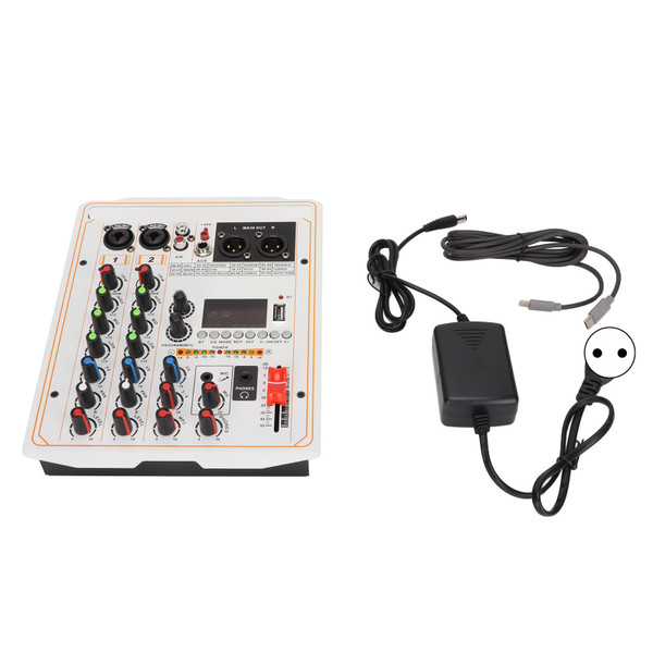 4 Channel Mixer Multifunction 48V Power Stereo Recording 4 Channel Mixing Console 100‑240VEU Plug