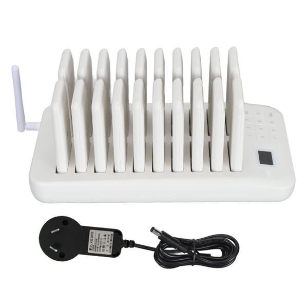 Coaster Paging System 20 Coaster Pagers Long Range Wireless Paging System with Vibration Buzzer Flashing Light for Restaurant Bank White AU Plug