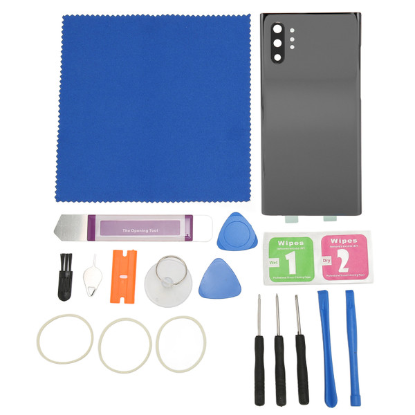 Phone Back Glass Cover Waterproof with Camera Glass Lens and Adhesive Tape Parts for Galaxy Note 10+ Plus N975 Black