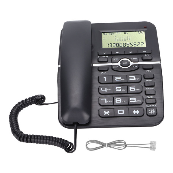 KXT2028CID Desktop Corded Telephone 4 Groups of Fast Dialing Functions Corded Landline Phone for Office Hotel(Black )