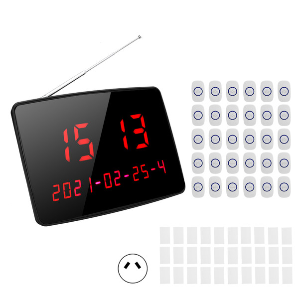 Wireless Calling System 1 to 30 Button Pager Restaurant Take Meal Equipment 110‑240VAU Plug