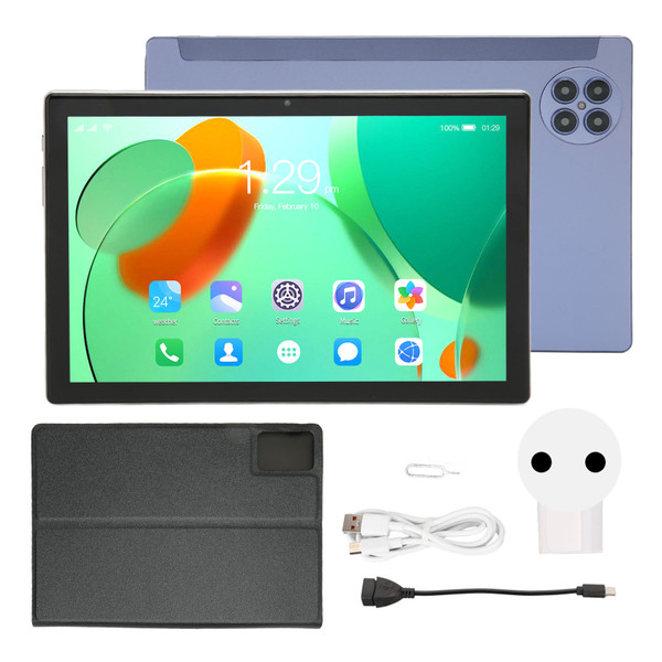 10.1 Inch Tablet for Android 12 8 Core CPU 8GB RAM 256GB ROM 2.4G 5G WiFi 4G Network 7000mAh FHD Tablet with Case 100‑240V EU Plug