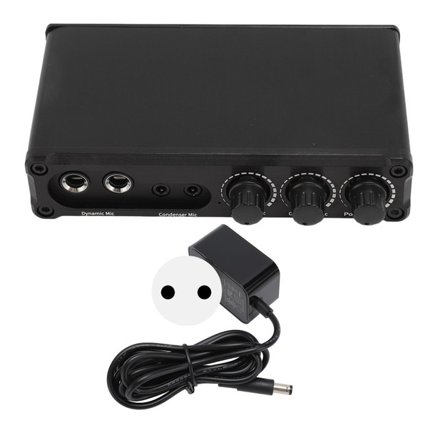 Condenser Dynamic Microphone Mixer Adjustable 3 Channel Input Sound Mixer Receiver for Club Bar Karaoke Professional Use 100‑240V EU Plug