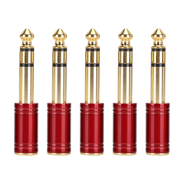 5PCS 6.5mm 1/4” Male to 3.5mm 1/8” Female Audio Cable Adapter Plug for Guitar SpeakerRed