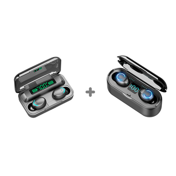 F9-5 True Wireless Stereo Earphones Chargeable Stereo Sound Earbuds Waterproof Touch-control Headset Compatible with Android/iOS/PC Tablet Black