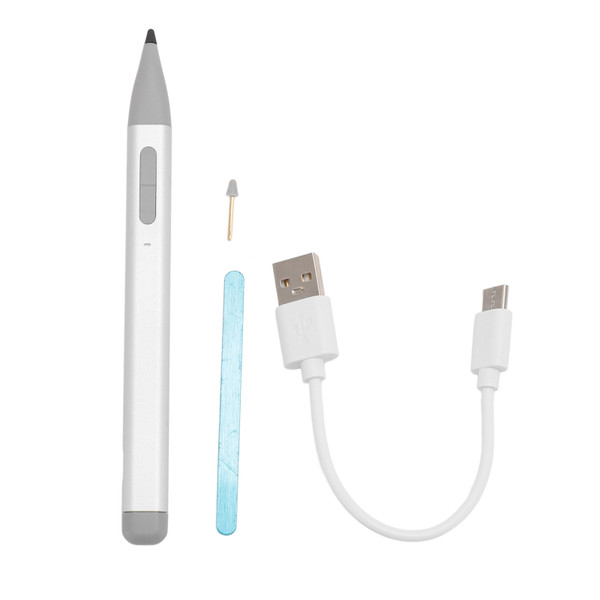 Magnetic Touch Pen Tablet Screen Rechargeable Stylus for Surface Pro X 9 8 7 6 5 4 3 Book 2 X1 Pro Silver