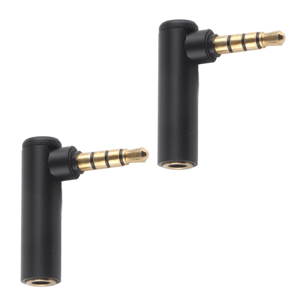 2PCS 3.5mm Male to Female Right Angle 90 Degree Audio Adapter Jack
