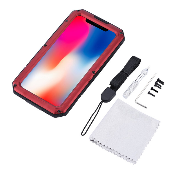 Zinc Alloy Silicone IP68 Waterproof Stylish Case Cover For Iphone X (Red)