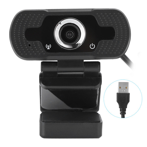 Webcam Computer Camera with Microphone for PC Laptop Desktop Video Call W8 1080P Black