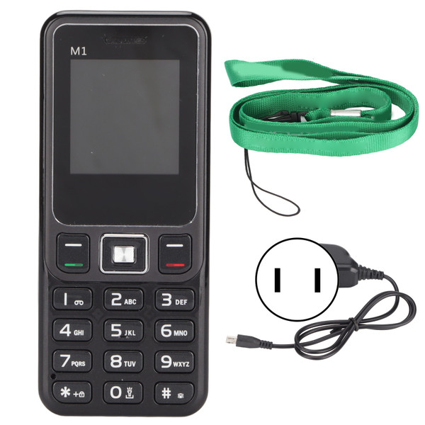 M1 2G Unlocked Cell Phone Dual Card Mobile Phone with Lanyard 100‑240V for Senior KidsBlack US Plug