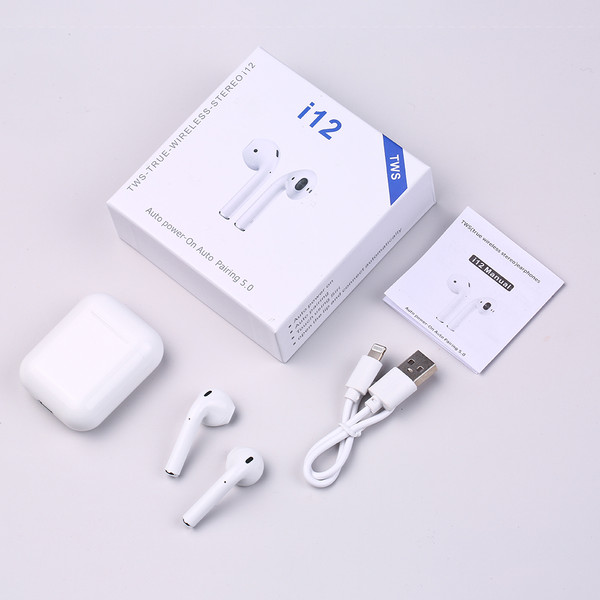 I12 True Wireless Earphones Wireless BT Earphones BT 5.3 Smart Headset Portable Sports Wireless Headset with 300mAh Charging Case Touch Control Noise Reduction Compatible with for Android
