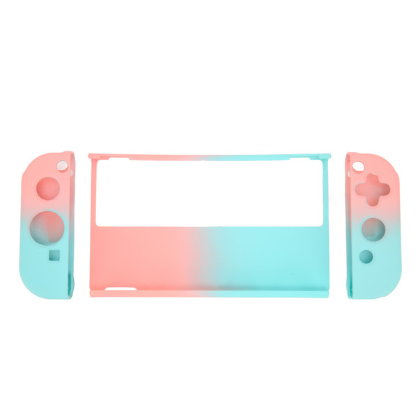 Game Console Cover Case Gradient Ergonomic Grip Game Console Silicone Protective Case for Switch OLED Blue Pink