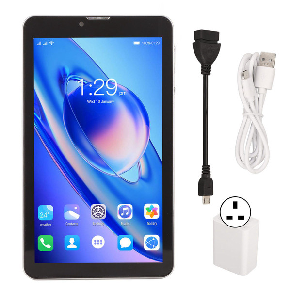 7 Inch Tablet Octa Core Processor 2G RAM 32G ROM 5G WIFI Dual Band Portable Tablet PC for Android 10 100‑240V Black UK Plug