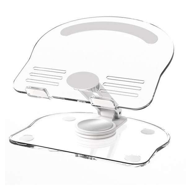 Tablet Stand Holder 360 Degree Rotating Liftable Folding Acrylic Transparent Desktop Tablet Holder White