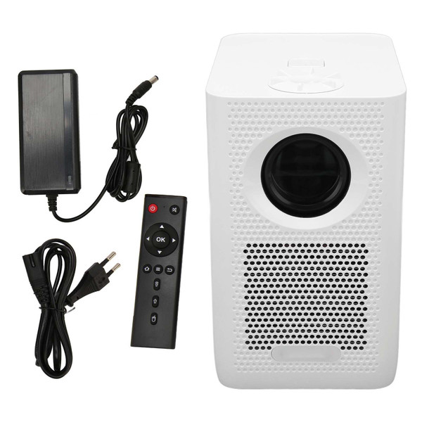 Smart Projector HD 1080P Support 4K Decoding 2.4G WiFi Bluetooth 5.0 Remote Control Portable Video Projector 100‑240V White EU Plug
