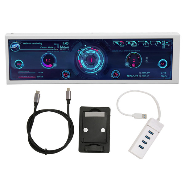 8.8in PC Temp Monitor USB C PC Sensor Panel Display Support Dynamic Themes IPS Mini Secondary Screen CPU RAM HDD Data FPS Monitor With Touch