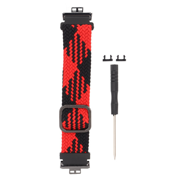 Adjustable Nylon Watch Strap for Huawei Watch Fit Bands Knitting Elastic Solo Loop Watchband(Red Black )