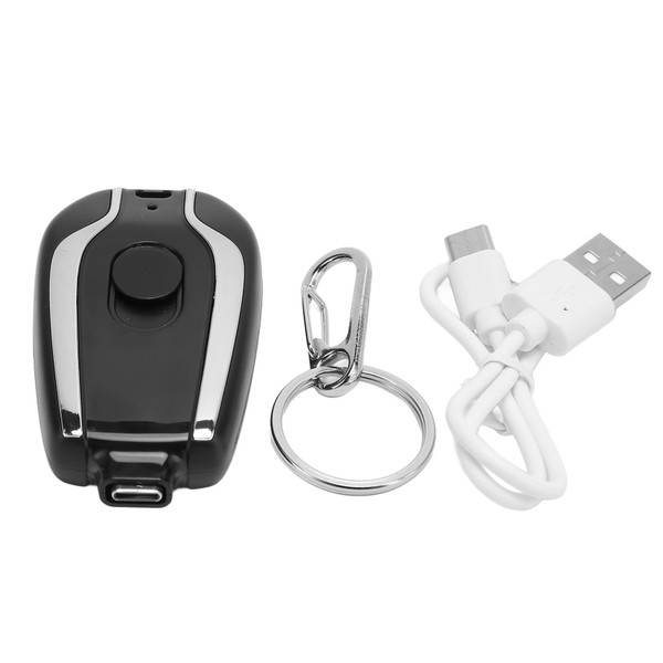 Keychain Portable Charger Fast Charging 1500mAh for Andriod USB C Mini Emergency Power Bank for Mobile Phones Black