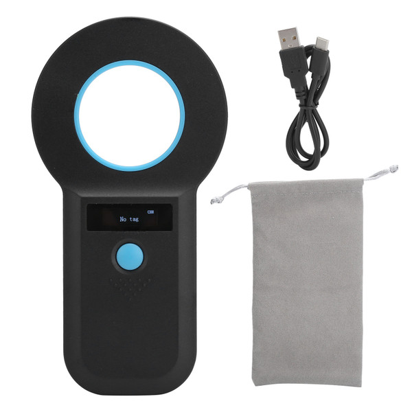 Animal Tag Scanner Portable OLED Pet Dog Cat Label Reader 134.2kHz W90B EMID/FDXB(Black )