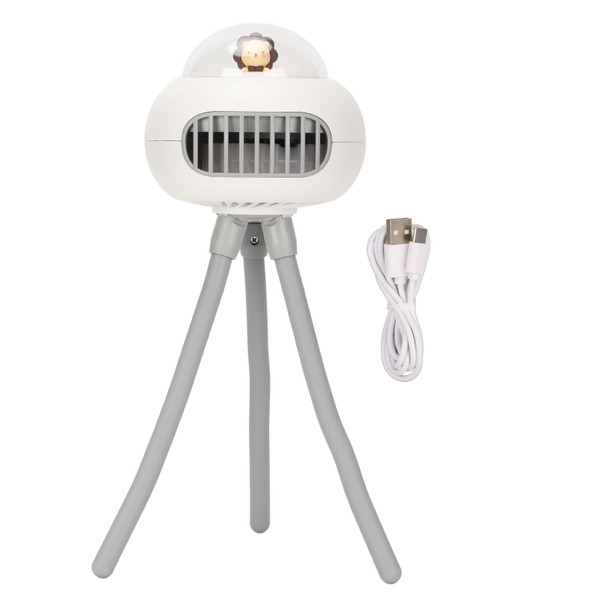 Stroller Fan Handheld Portable USB Rechargeable 4 Speeds Mute Tripod Design 360 Degree Horizontal Rotation Fan for Bike White