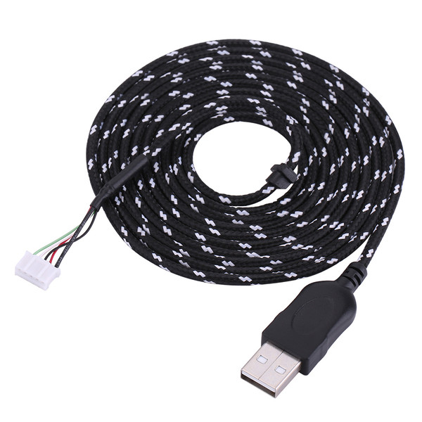 2.2 Meters USB Cable Wire Line Replacement for Steelseries kana Mouse Black+White