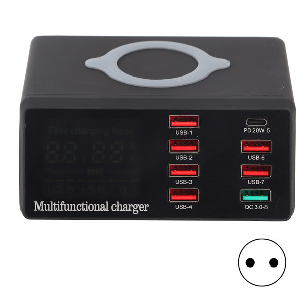 100‑240V USB Fast Charger 5V 20A QC3.0 10W Wireless 8 Ports Chargers for Smart PhoneEU Plug