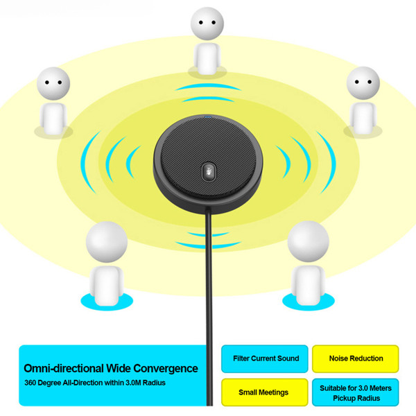 UM02 USB Omni-directional Condenser Microphone Mic for Meeting Business Conference Computer Desktop Laptop PC Voice Chat Video Games Live Broadcast Sound Pick-up