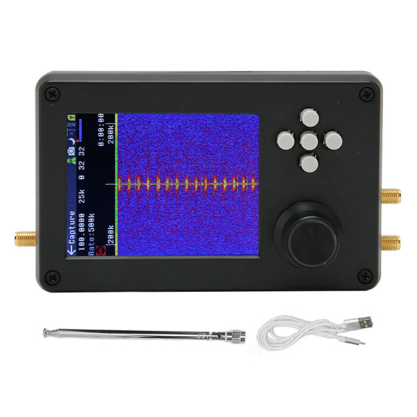 3.2in Software Defined Radio Kit TFT LCD Display 2000mAh SDR Radio Receiver for Monitoring Host +USB +Antenna Black