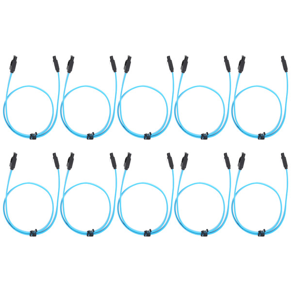 10Pcs Serial ATA Cable Hard Disk Data Cable Serial ATA3.0 Adaptor for SSD CD Driver CD WriterBlue