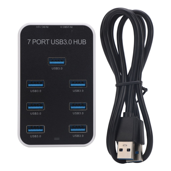 7 Port USB Hub Splitter 5Gbps USB Data Hub for Card Reader Printer Mouse Keyboard DC12‑24V