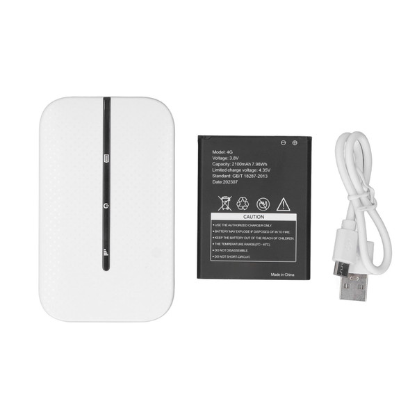 4G LTE Mobile Hotspot White Unlocked Router 300Mbps 2100mAh Support 10 Users Sharing with SIM Card Slot for Travel Business Trip Working