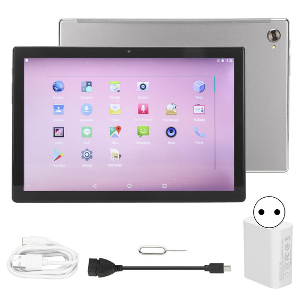 10 Inch Tablet 8 Core CPU 6GB 256GB 6000mah Battery For Android 11 2.4G 5G WIFI IPS Screen Portable Tablet 100‑240V Grey EU Plug
