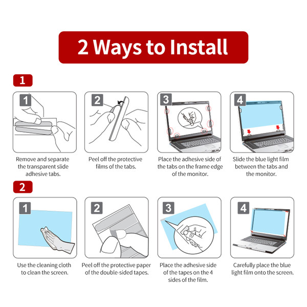 Blue Light Blocking Screen Protector 2 Sides Optional Installation Anti Glare Film for 23.8'' Monitor with 16:9 Aspect Ratio