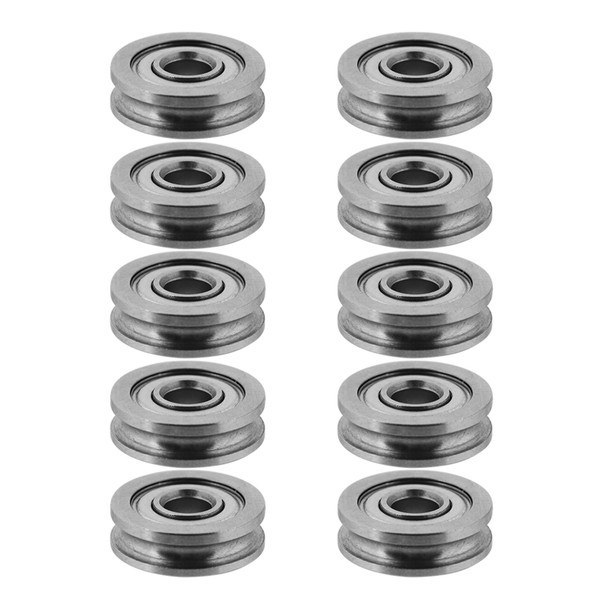 10 Pcs Metal U groove Sealed Guide Wheel Pulley Rail Ball Bearing U604ZZ 4 * 13 * 4mm