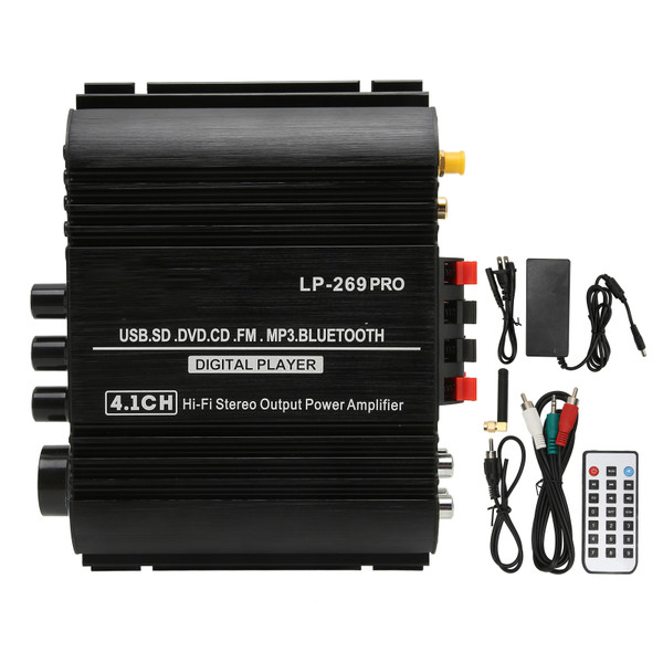 Bluetooth 5.0 Amplifier HiFi Stereo 4.1CH Lossless Multi Playback Amp Receiver System with Remote Control 100‑240V US Plug