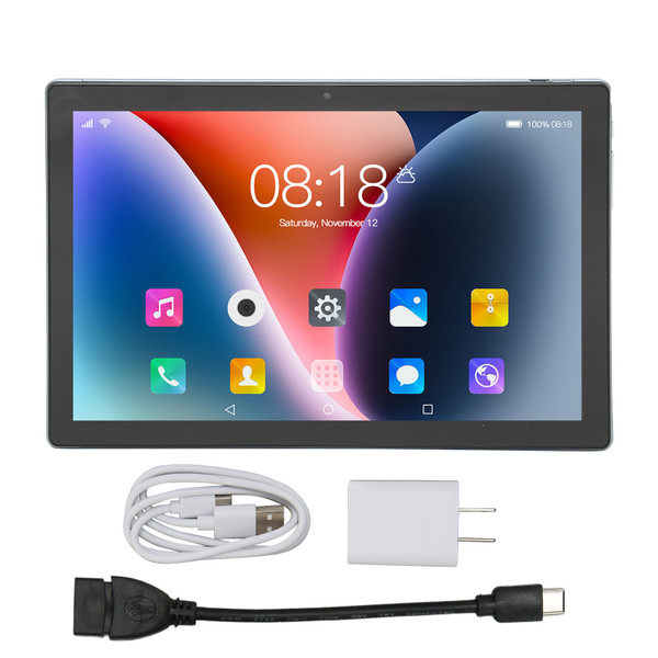 10.1 Inch Tablet Octa Core CPU 6GB RAM 128GB ROM 4G Calling 5G WiFi 5000mAh Battery Tablet for Android 10.1 100‑240V US Plug Gray