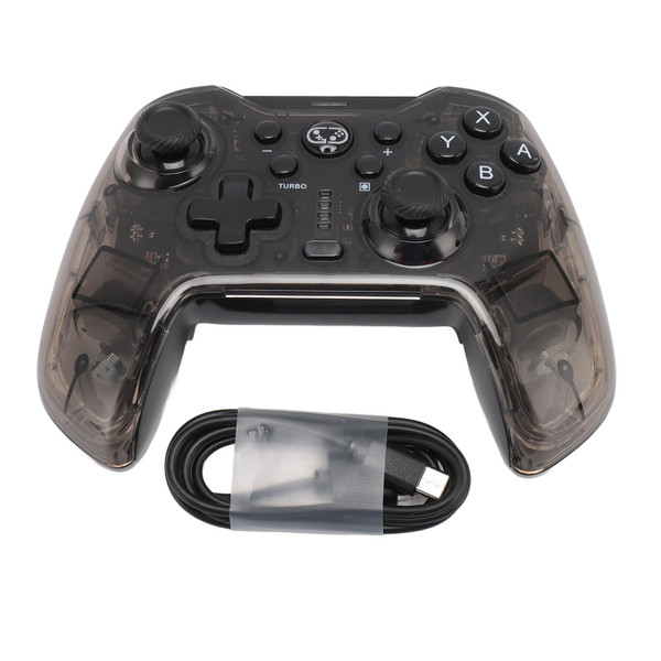 RGB Wireless Controller for Switch Lite OLED Rechargeable Bluetooth Dual Vibration Turbo Programmable Wireless Game Controller Translucent Black