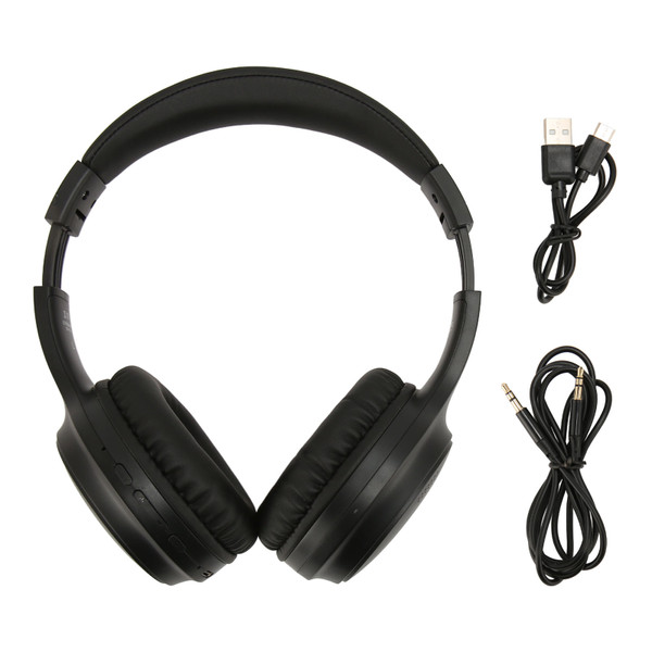 Bluetooth Headphone Active Noise Cancelling Dual Playback Mode Foldable Wireless Headset for Travel Office Black