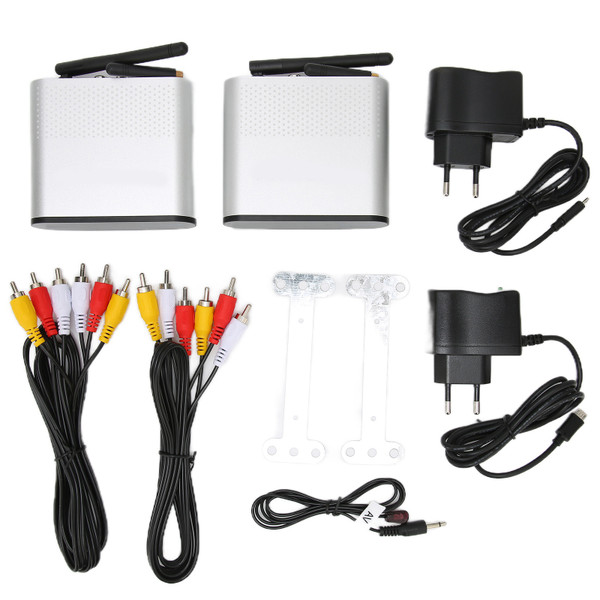 2.4GHz Wireless Audio and Video Sender Audio Video Transmitter and Receiver for DVD DVR IPTV 100‑240VEU Plug