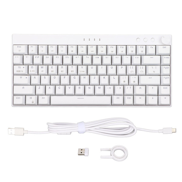 Three Mode Mechanical Keyboard 82 Keys RGB Dynamic Backlight N Key Rollover White Mechanical Keyboard for Office HomeBlue Switch