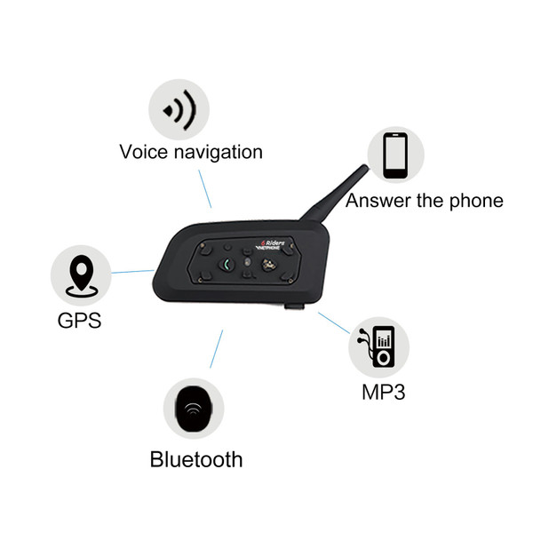 VNETPHONE V6 Motorcycle Helmet Bluetooth 5.0 Headset,Intercom Communication System Full Duplex Riding Real-Time BT Intercom Waterproof