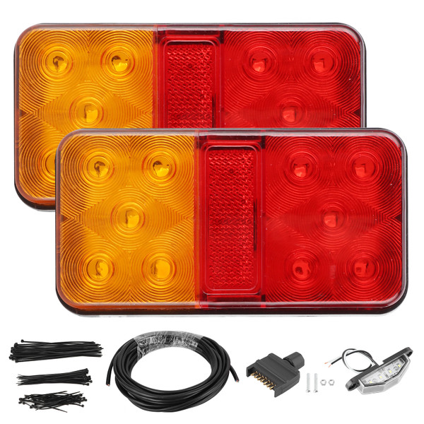 Universal Trailer Tail Lamp LED Rear Turn Signal Light Dual Color for 12V Truck ATV SUV