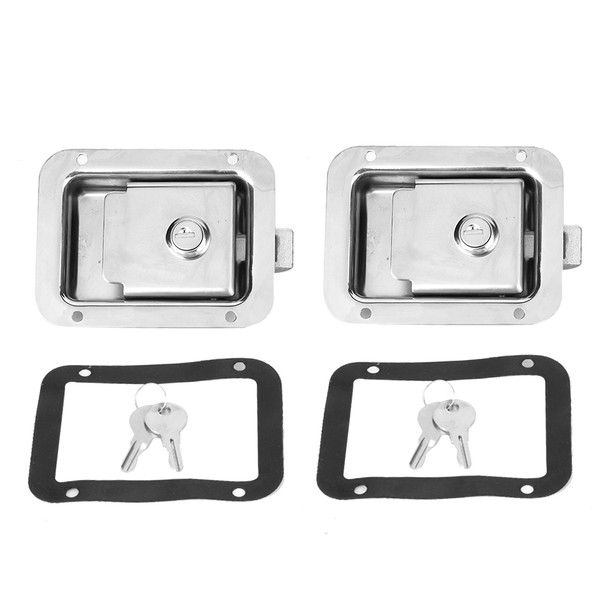 1 Pair Car Entry Stainless Steel Door Lock Latch Handle with Keys for RV Truck Toolbox