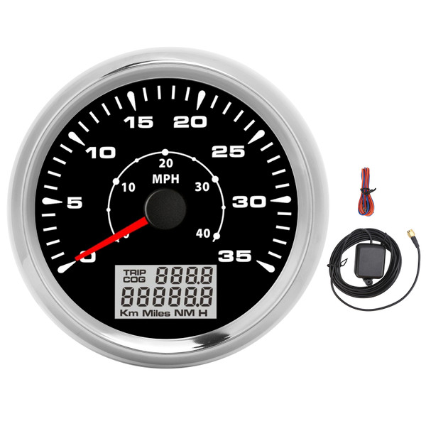 85mm Analog GPS Speedometer Odometer 0‑35Knots IP67 Waterproof 9‑32V with 8 Backlit for Marine Vessel Truck