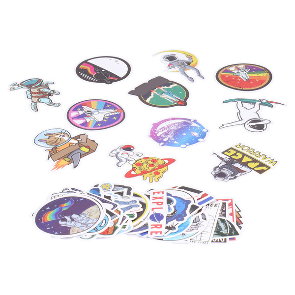 50pcs Mixed Vinyl Decals Cute Spaceman Pattern Universal DIY Decoration for Car Laptop Luggage