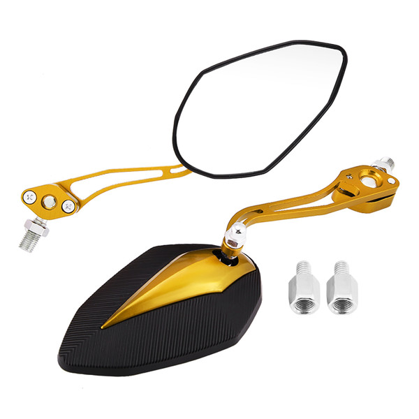 Pair 8mm 10mm Universal Motorbike Motorcycle Rearview Mirror Rear View Side Mirrors Yellow