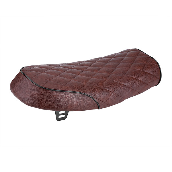 Motorcycle PU Leather Vintage Cafe Racer Seat Flat Saddle Cushion for Honda CG125 GN CG Brown